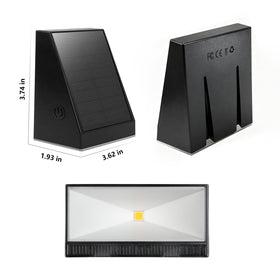Solar wall light on porch post creates a welcoming entry