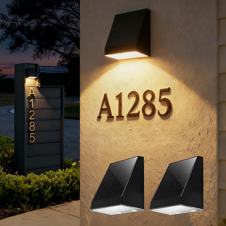 Generic Solar Mailbox Light mounted on wall for clear nighttime address visibility