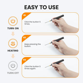 Generic soldering pen is USB rechargeable for convenient on-demand use.