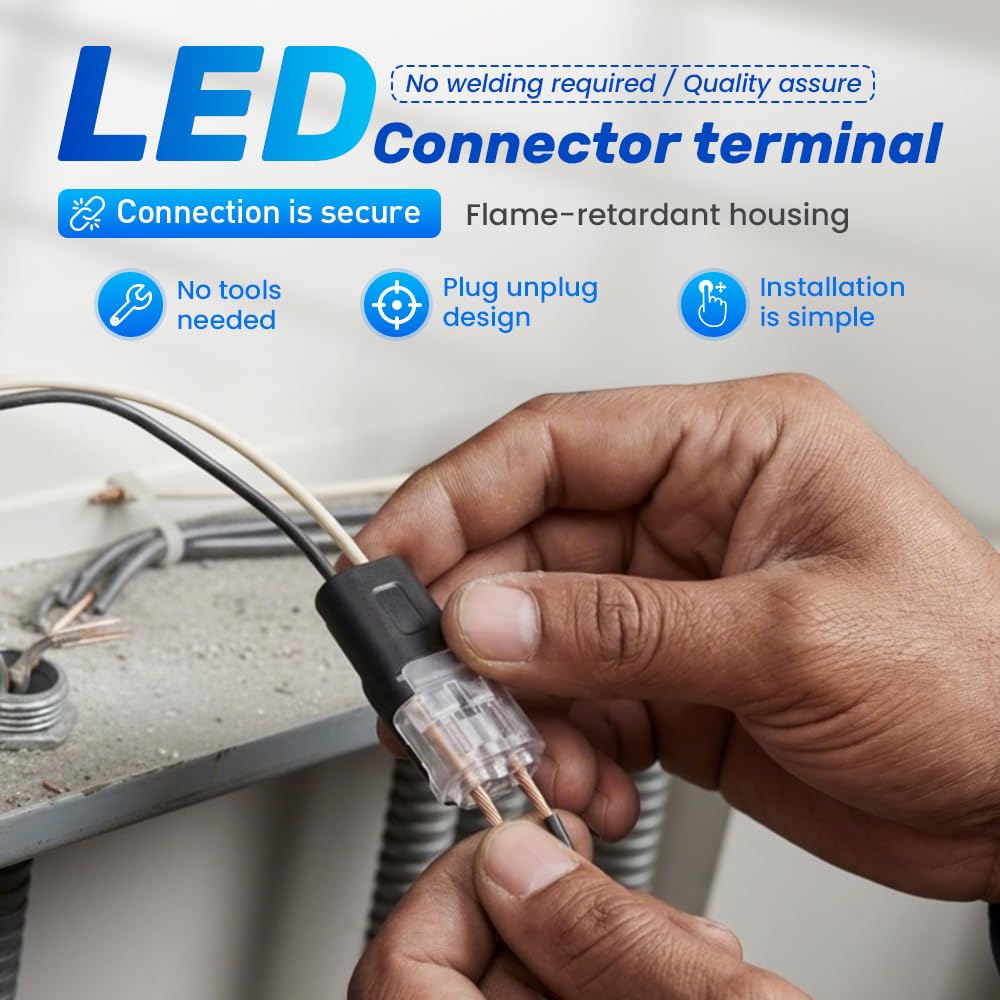 Generic connector fits solid and stranded wires in test assembly.
