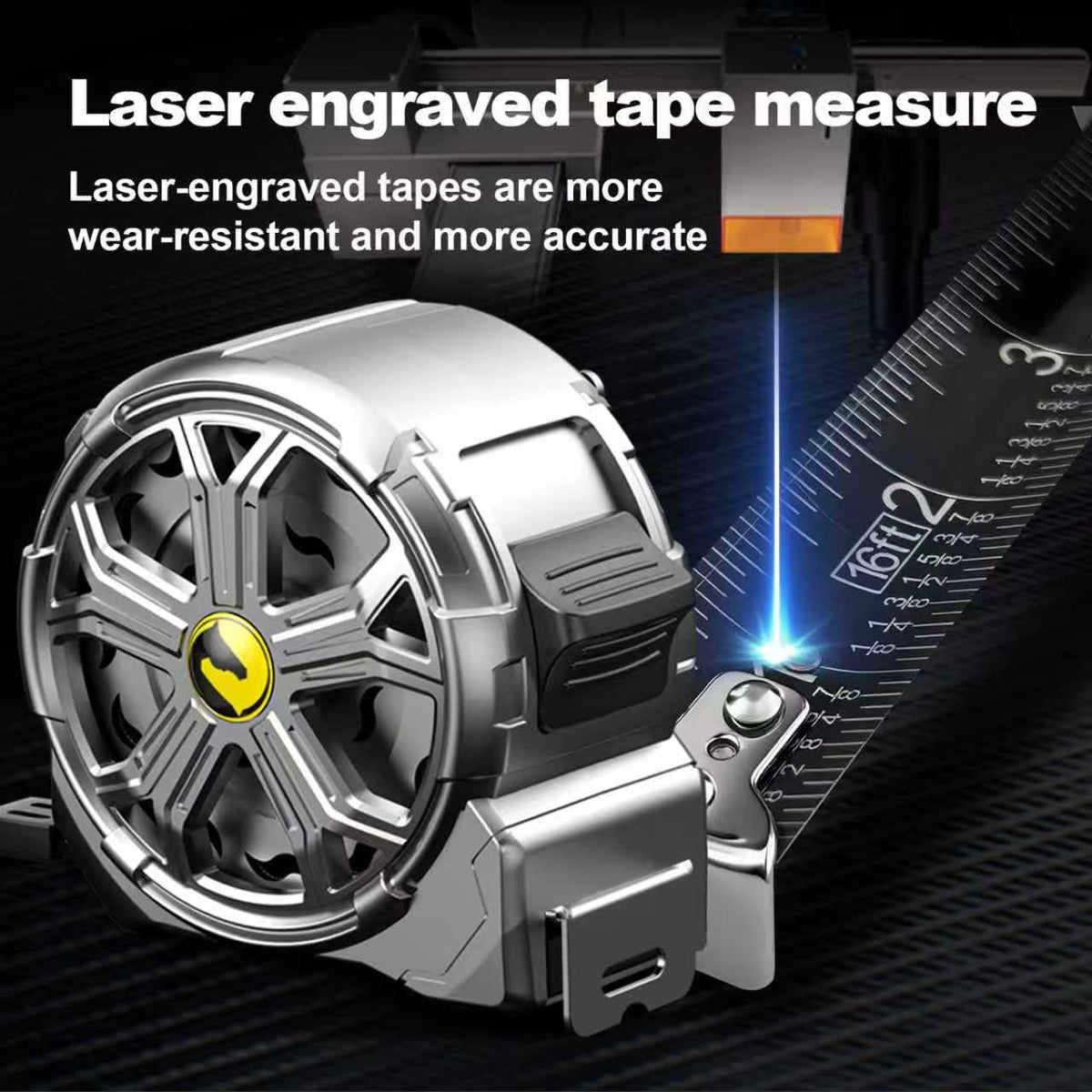 Generic stainless steel tape measure with waterproof and dustproof design for outdoor use.