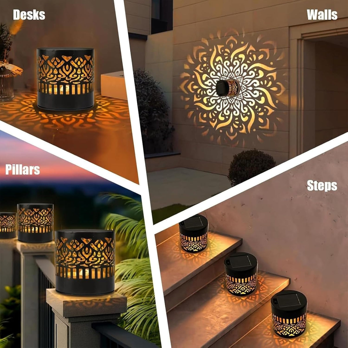 Generic Decorative Solar Mandala Lights on steps improve safety and style