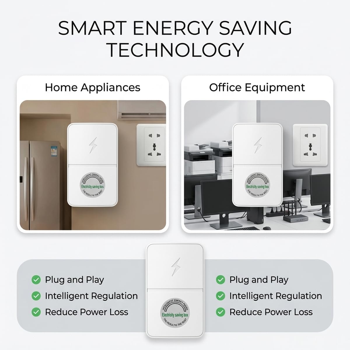 Generic StopWatt smartplug durable ABS housing resists daily wear in busy spaces.