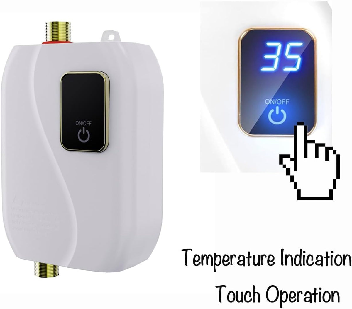 Generic tankless water heater durable materials with stainless steel and brass components