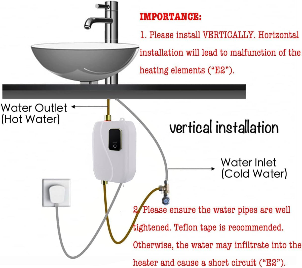 Generic tankless water heater temperature adjustment control ready to dial warmth