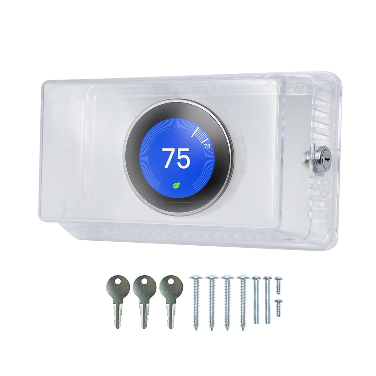 Generic Thermostat Lock Box key closeup showing secure lock for thermostat protection