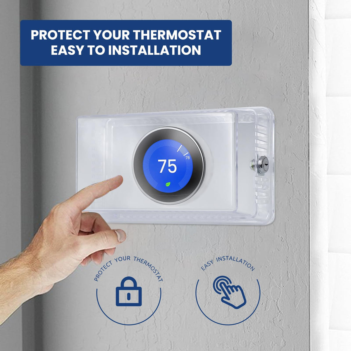 Generic Thermostat Lock Box transparent cover highlights clear thermostat display visibility