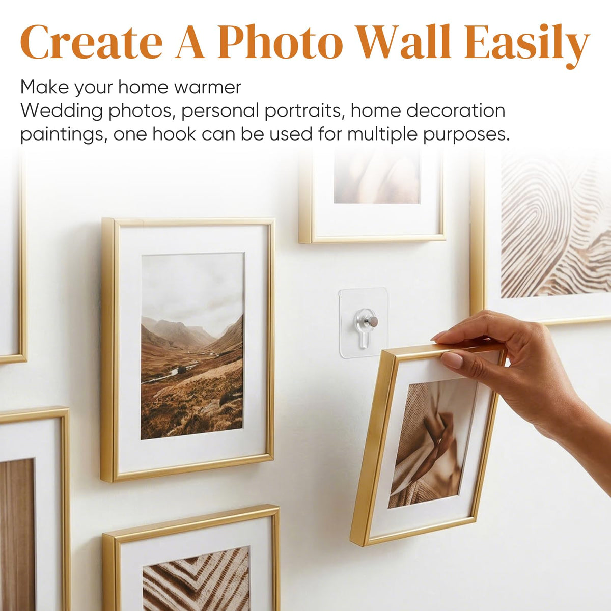 Generic transparent adhesive base with PVC hook blending into wall.