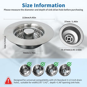 Generic universal-fit kitchen sink stopper designed for a wide range of sinks and drains.