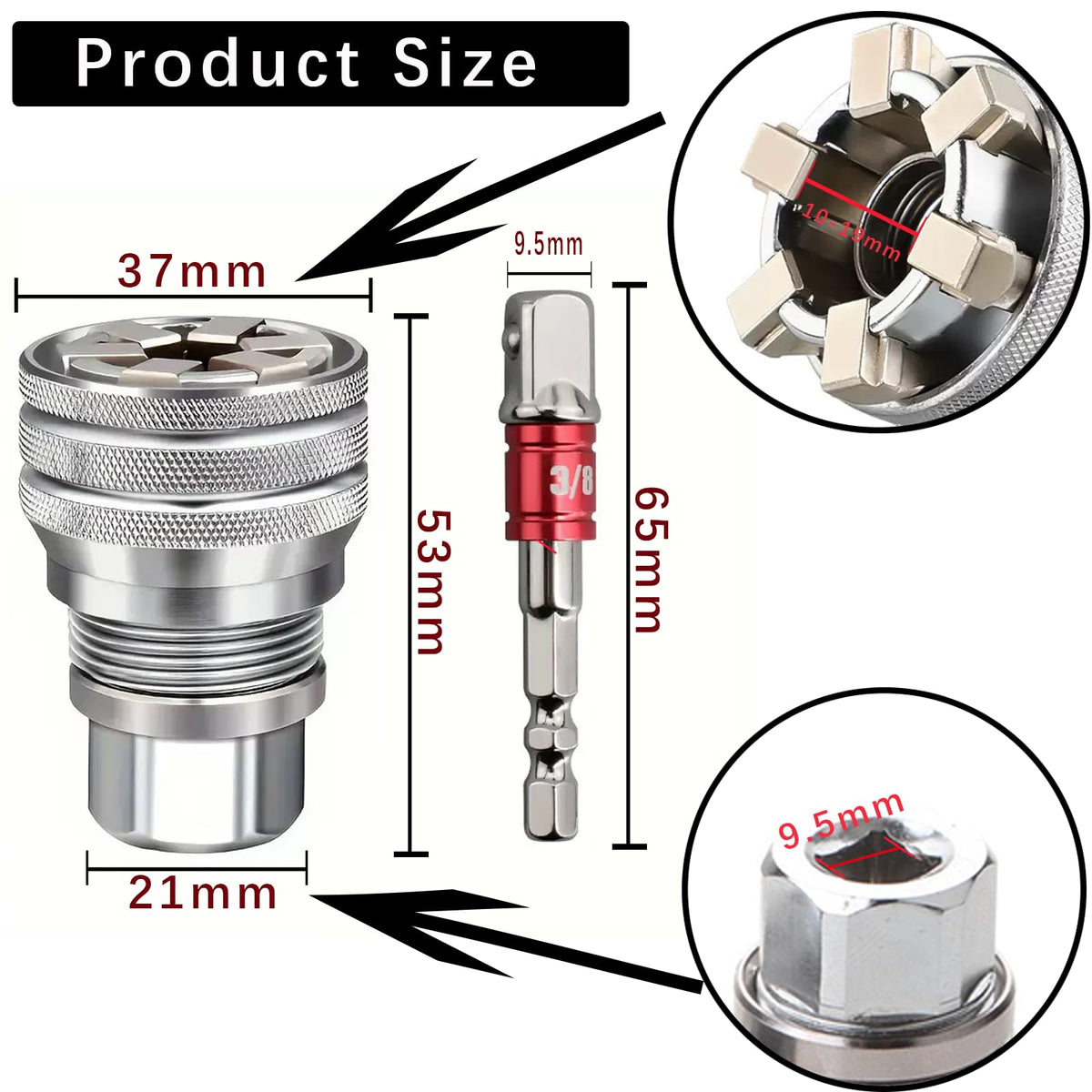 Generic Universal Socket Wrench crafted from chrome vanadium steel for long-lasting durability.