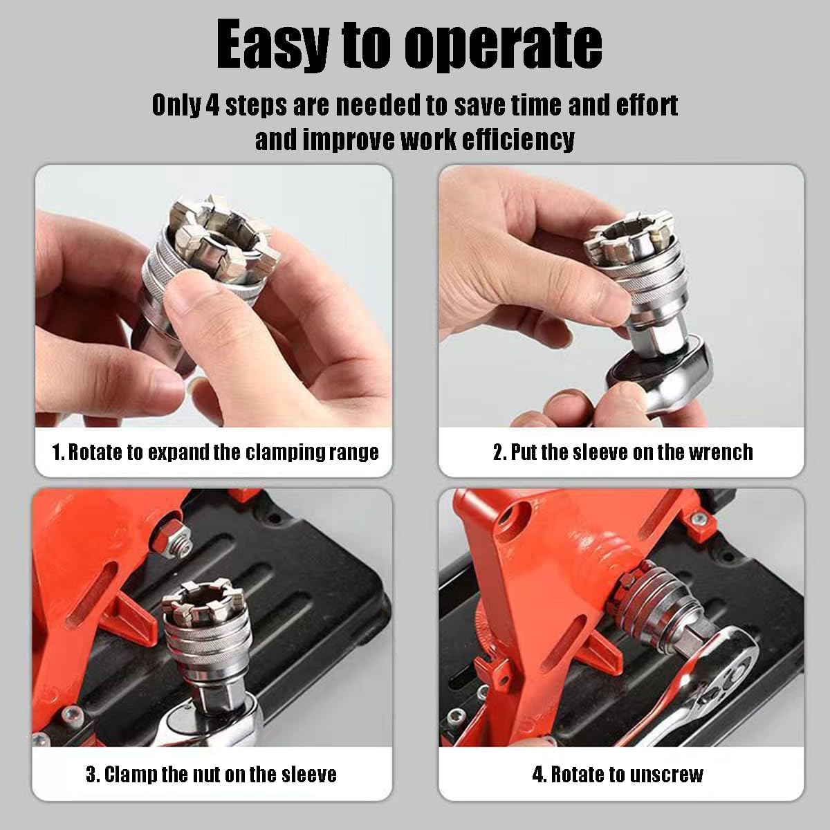 Generic Universal Socket Wrench quickly adapts to different sizes and shapes.