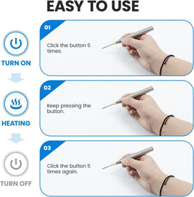 Generic Universal soldering pen in hand for precise, steadier solder joints.