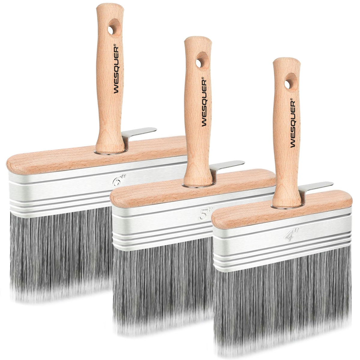 Generic Wesquer deck-stain brush 4-inch wide head for smooth deck coating