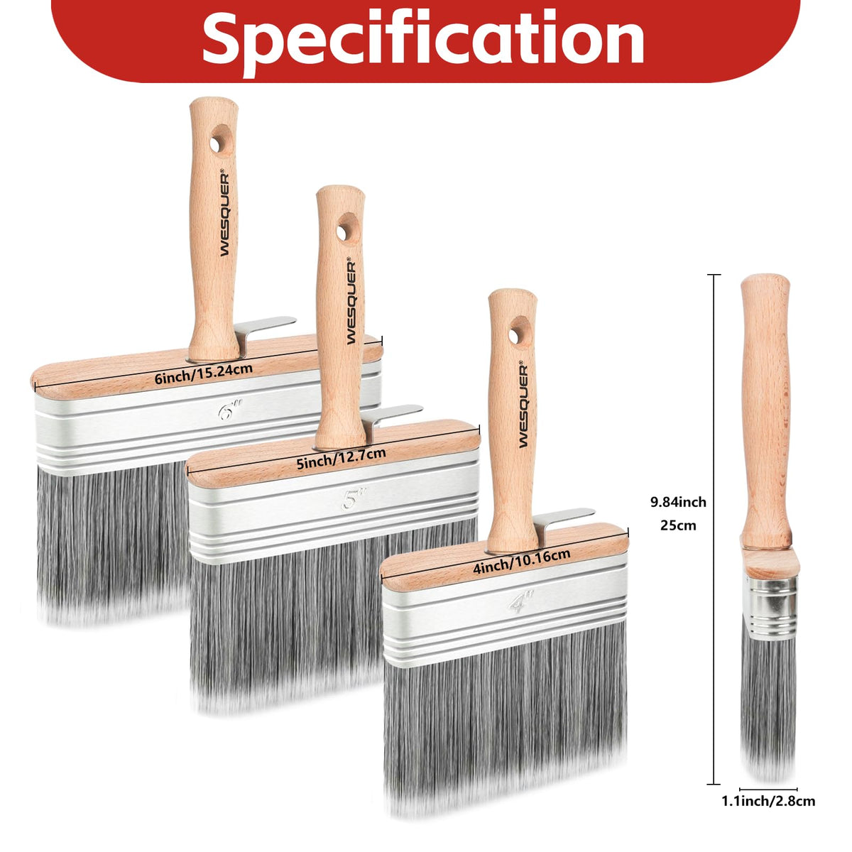 Generic Wesquer deck-stain brush 5-inch wide head for even fence coverage