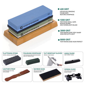 Generic Whetstone sharpening stone set angle guide demonstrates precise sharpening angles