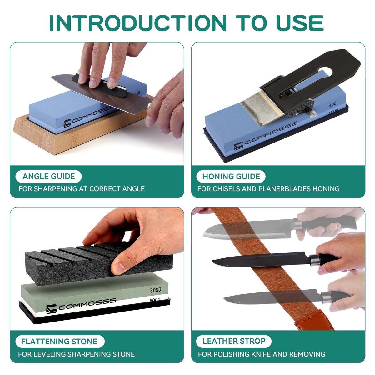 Generic Whetstone sharpening stone set honing guide helps maintain blade bevels