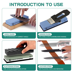 Generic Whetstone sharpening stone set honing guide helps maintain blade bevels