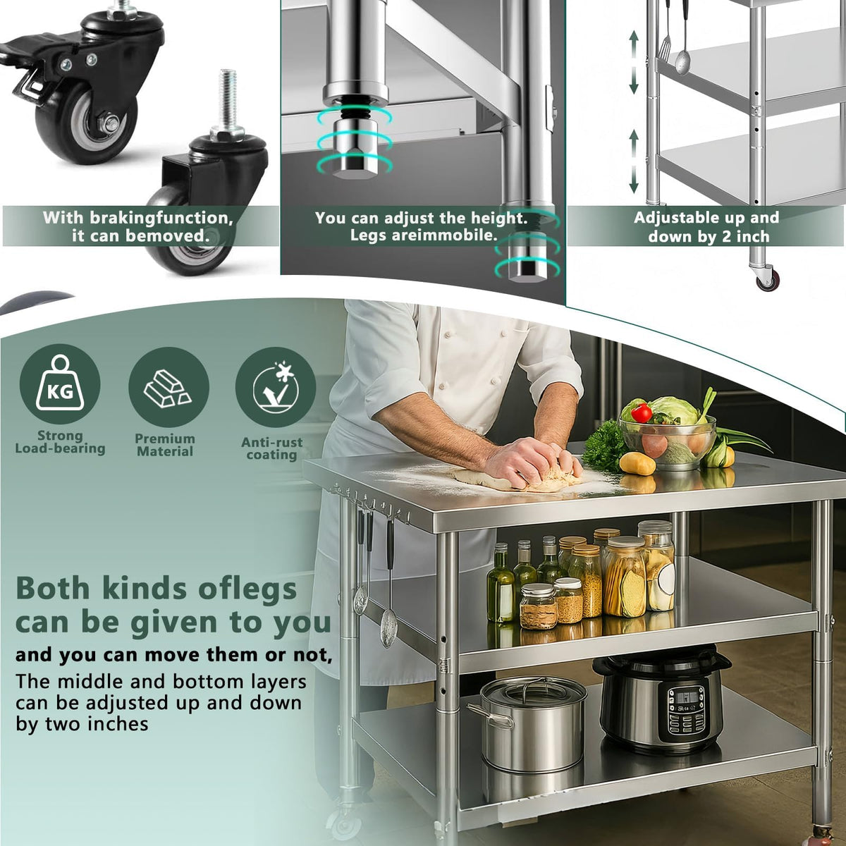 Generic stainless steel workbench corner brackets illustrate reinforced construction and long-lasting durability.