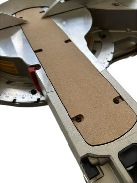 Generic zero clearance insert for Dewalt DWS779 tear-out minimized in veneer projects.