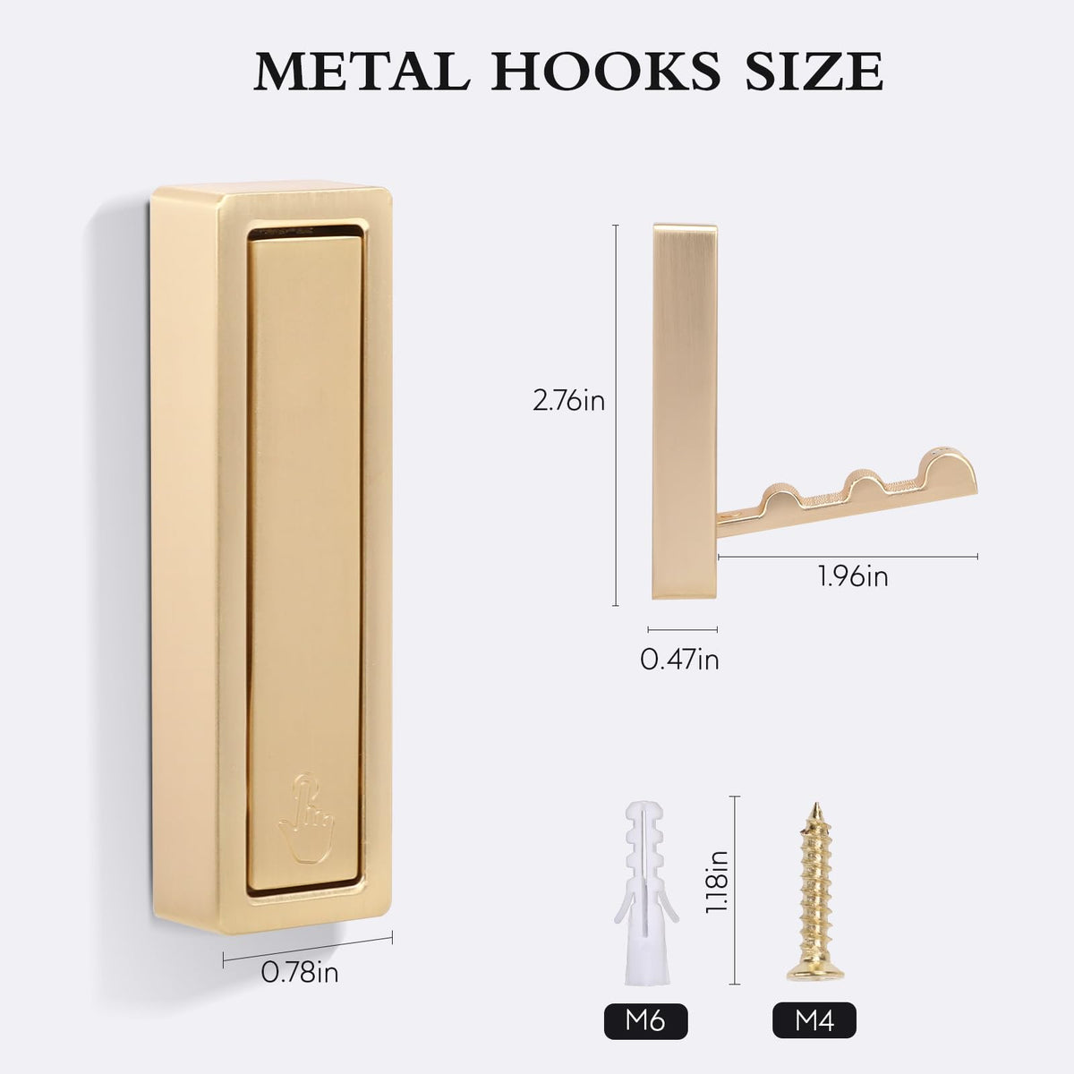 Generic zinc alloy closeup on gold hooks highlighting durable finish.