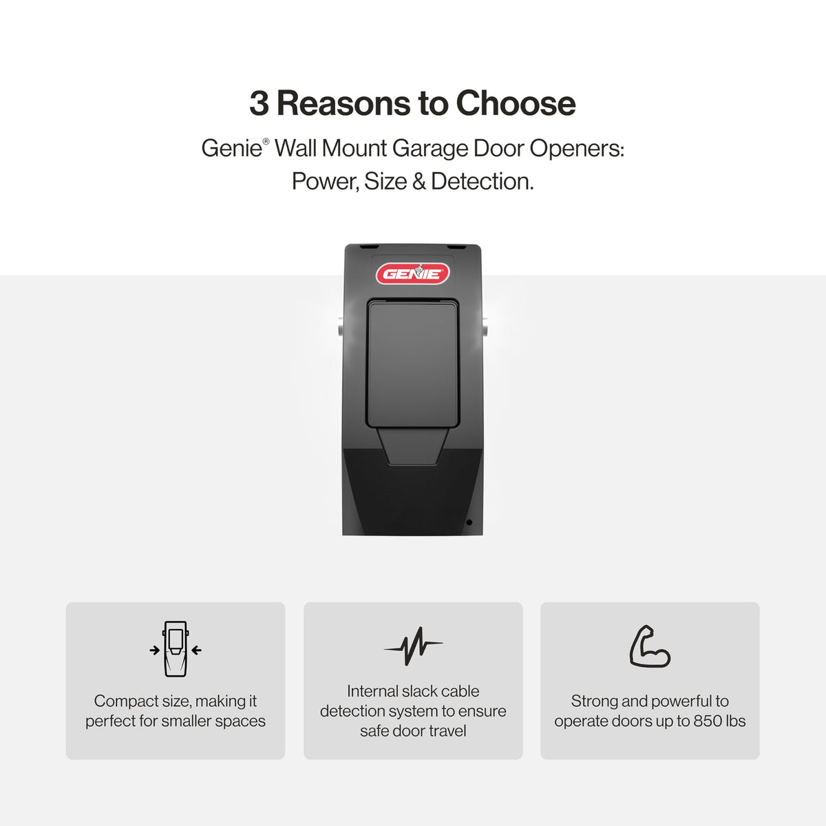 Genie 6072H-O Safe-T-Pulse system monitors tension during initial travel for smooth operation.