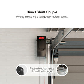 Genie 6072H-O space-saving design eliminates ceiling rails for a tidier garage ceiling.
