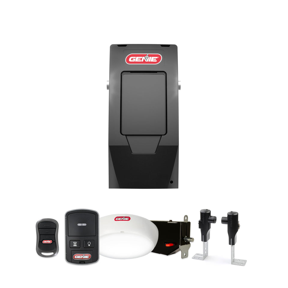 Genie 6072H-O wall-mount front view shows space-saving design for a clean garage look.