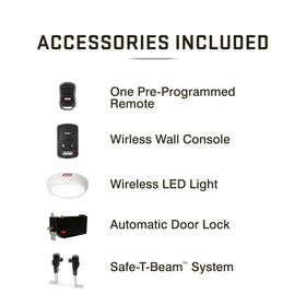 Genie 6072H-O wireless remote and LED light for easy daily use.