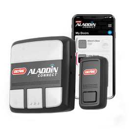 Genie Aladdin Connect dashboard view shows live door status for monitoring