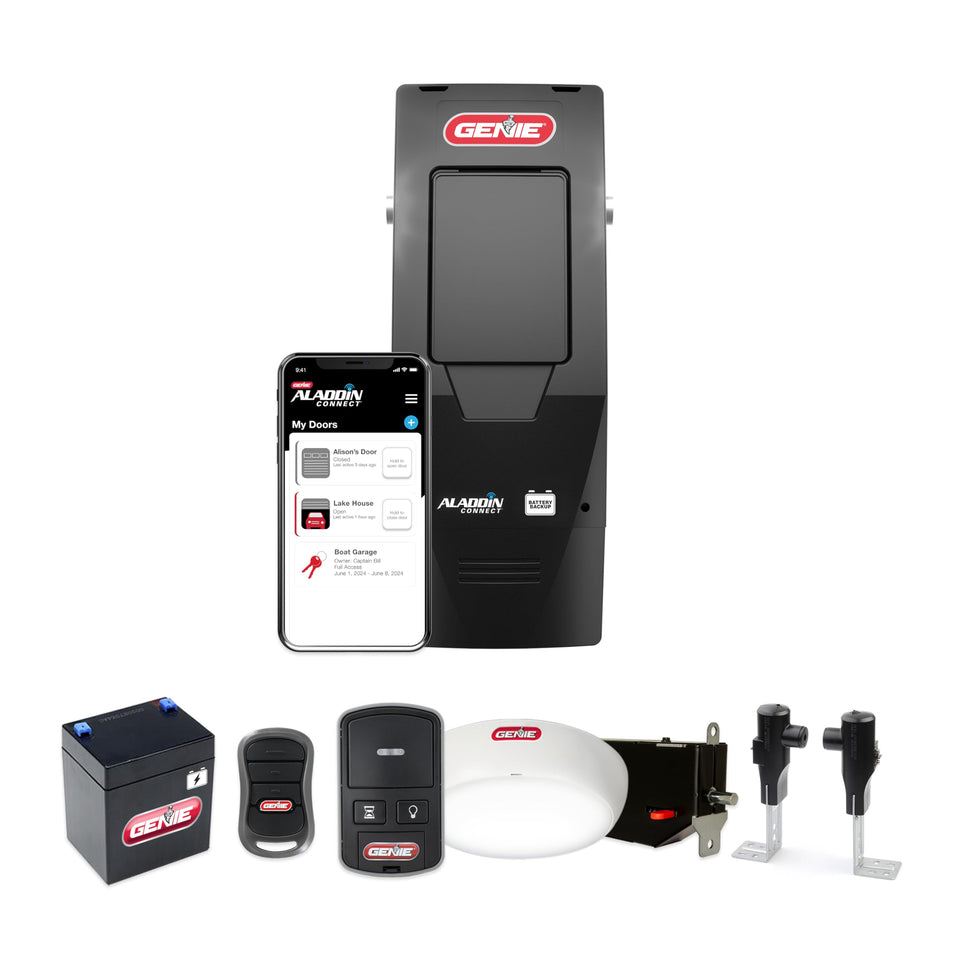 Genie B6172H wall mount assembly shows compact jackshaft opener installation