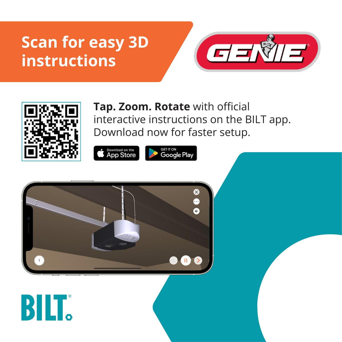 Genie Chain Drive 500 easy-install rail assembly in minutes