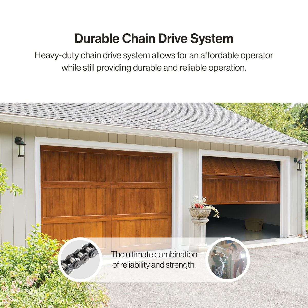Genie Chain Drive 750 rail system enabling fast installation
