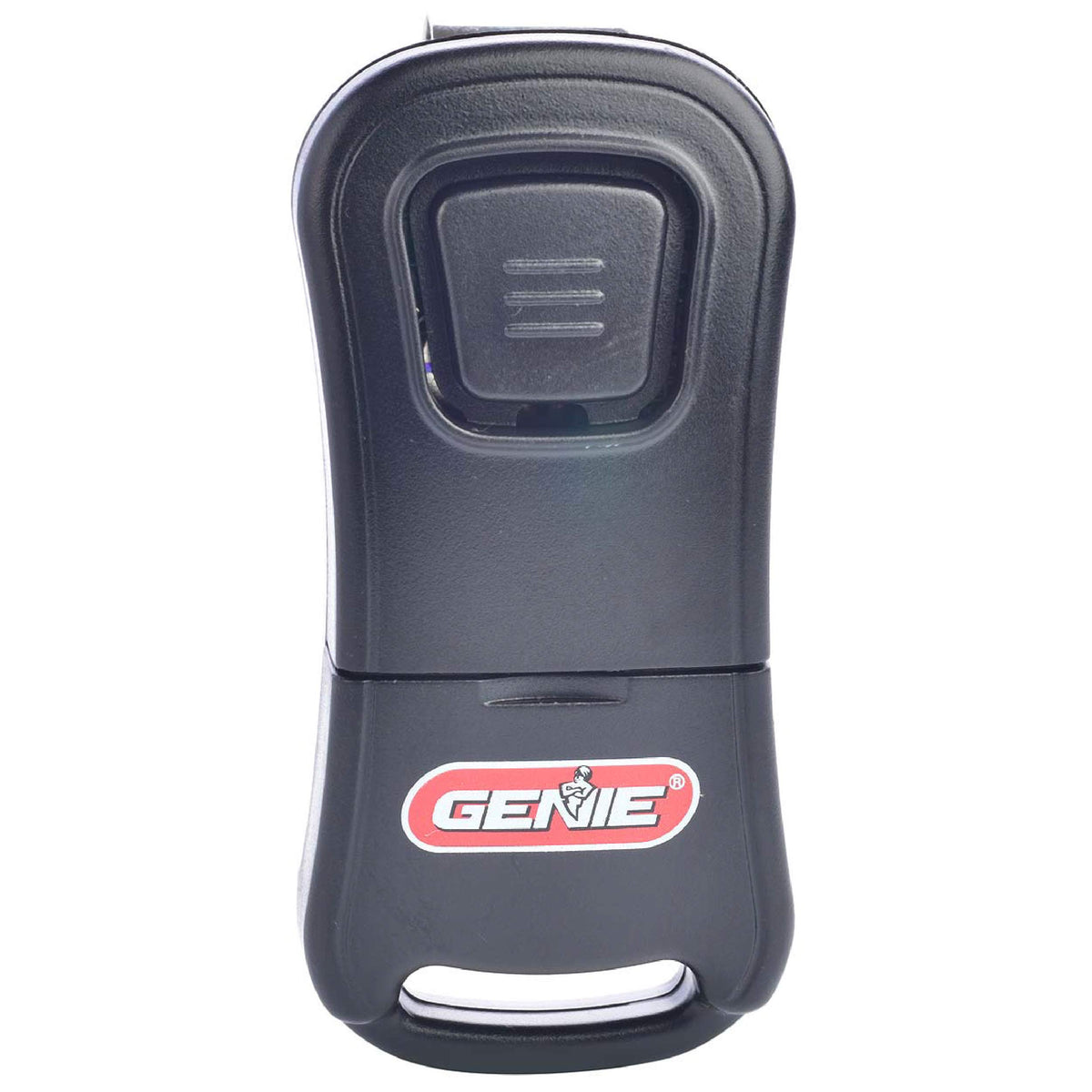 Genie G1T remote button closeup highlights the simple control for easy use.