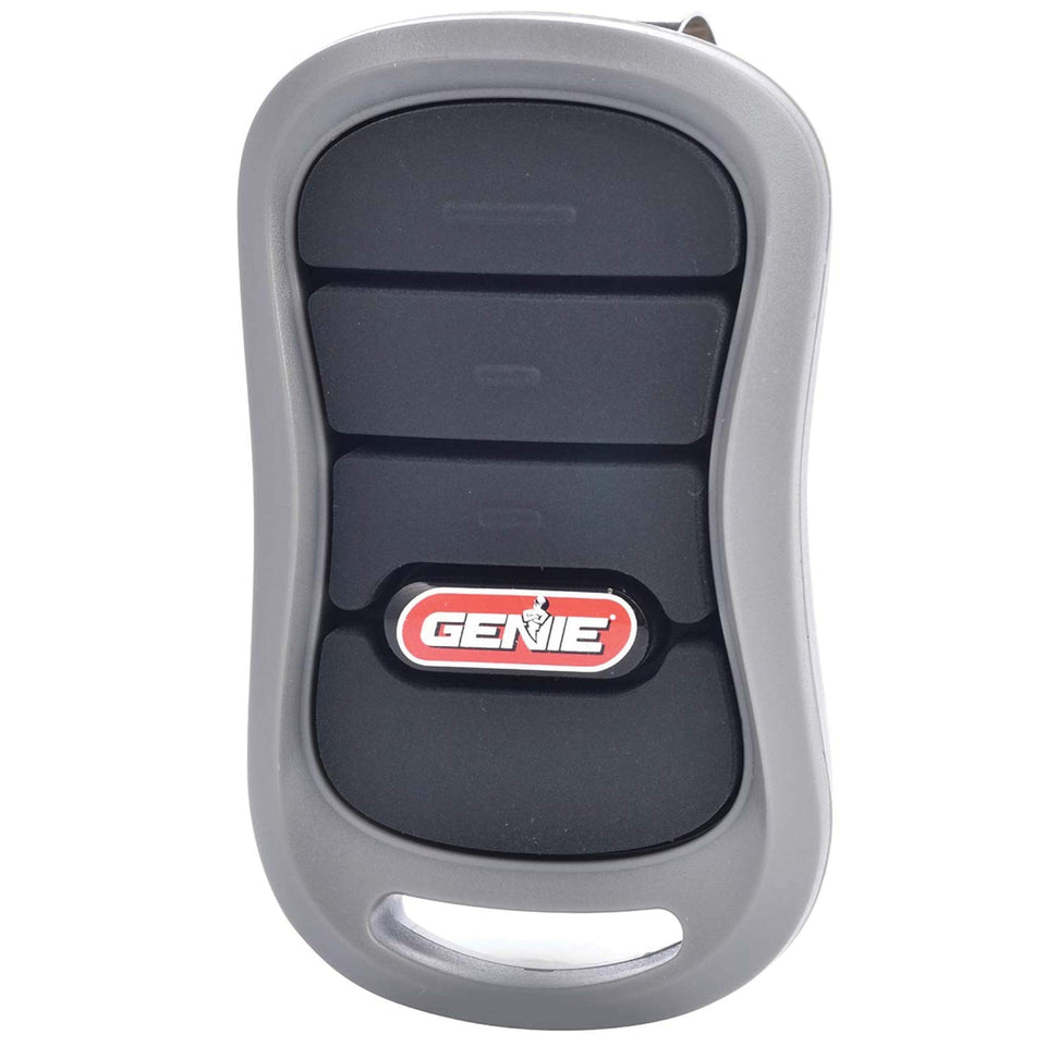 Genie G3T-R remote front view showing compact design for easy storage
