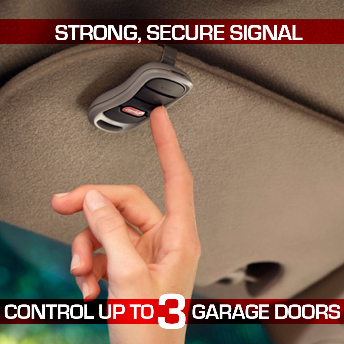 Genie G3T-R visor clip demonstrates easy, hands-free storage