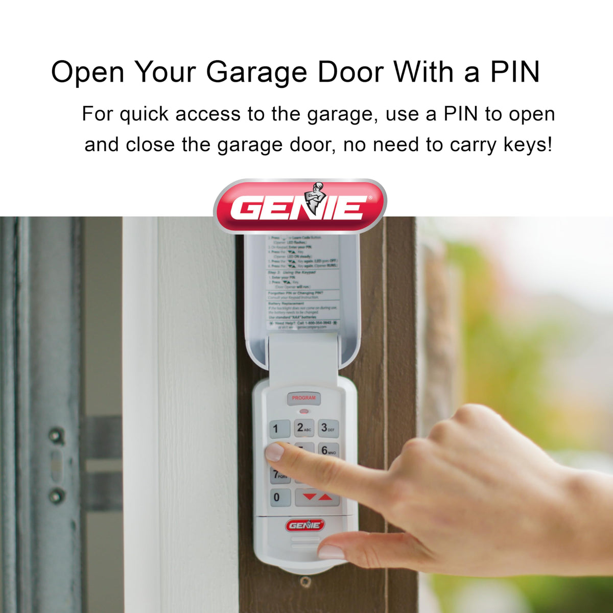 Genie GK-R keypad screw-mount installation for quick setup.