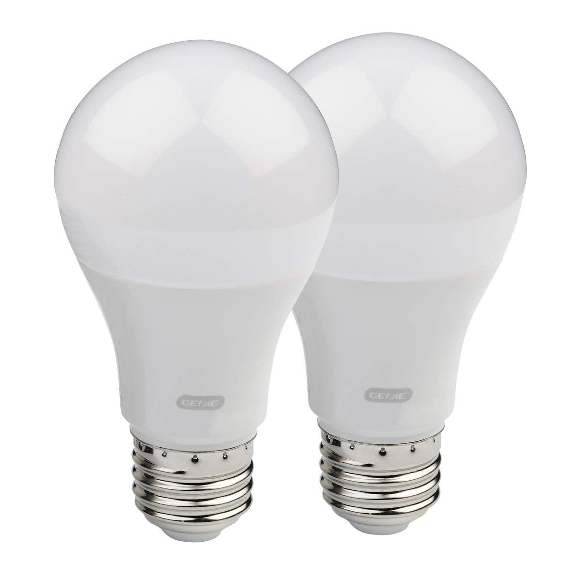 Genie GLEDB2-R2 2-pack garage door opener LED bulb provides bright 4000K white light for garages.