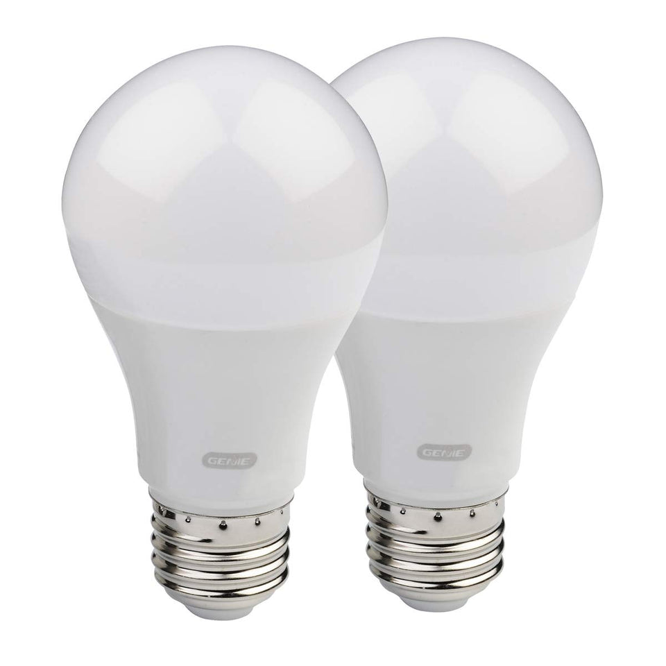Genie GLEDB2-R2 2-pack garage door opener LED bulb provides bright 4000K white light for garages.
