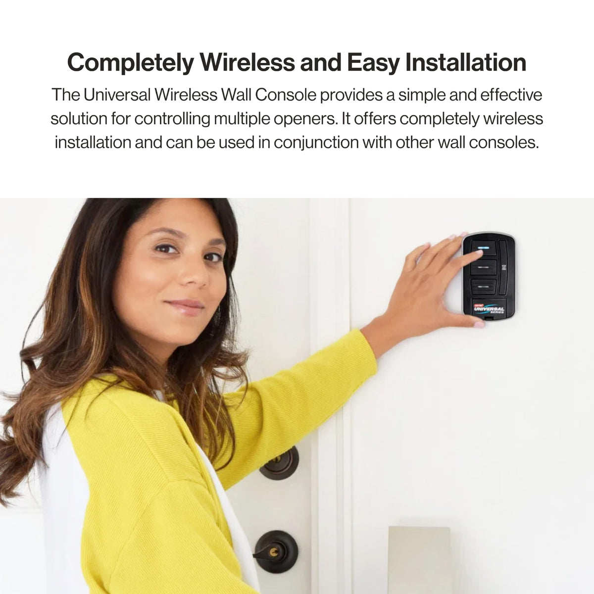 Genie GUWWC-R back panel illustrating wireless installation.