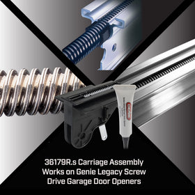 Genie screw drive lubricant kit reduces friction for smooth door movement.