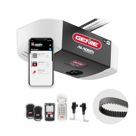 Genie QuietLift Connect rail system shown for easy installation and quiet operation.