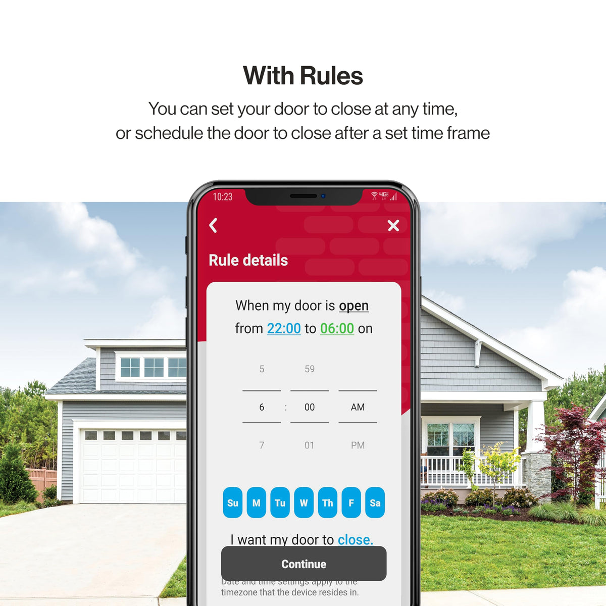 Genie QuietLift Connect safety sensors protect family during door use.
