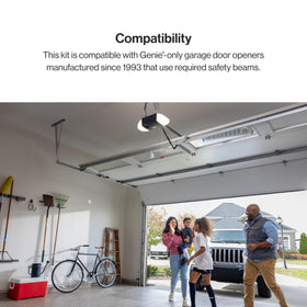 Genie Safe-T-Beam infrared sensor creates an invisible safety beam across the doorway.