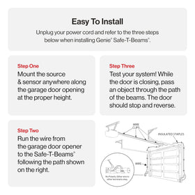 Genie Safe-T-Beam installation brackets shown for secure garage door mounting.