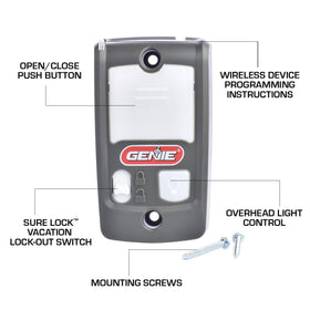 Genie Series II wall console slide lock secures remotes during vacations.
