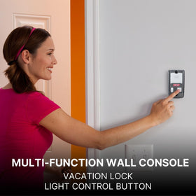 Genie Series II wall console vacation lock blocks remote access for added security.