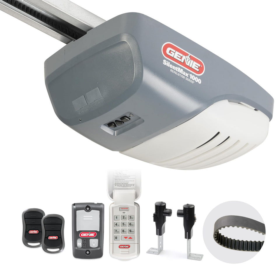 Genie SilentMax 1000 belt drive motor shown for quiet operation