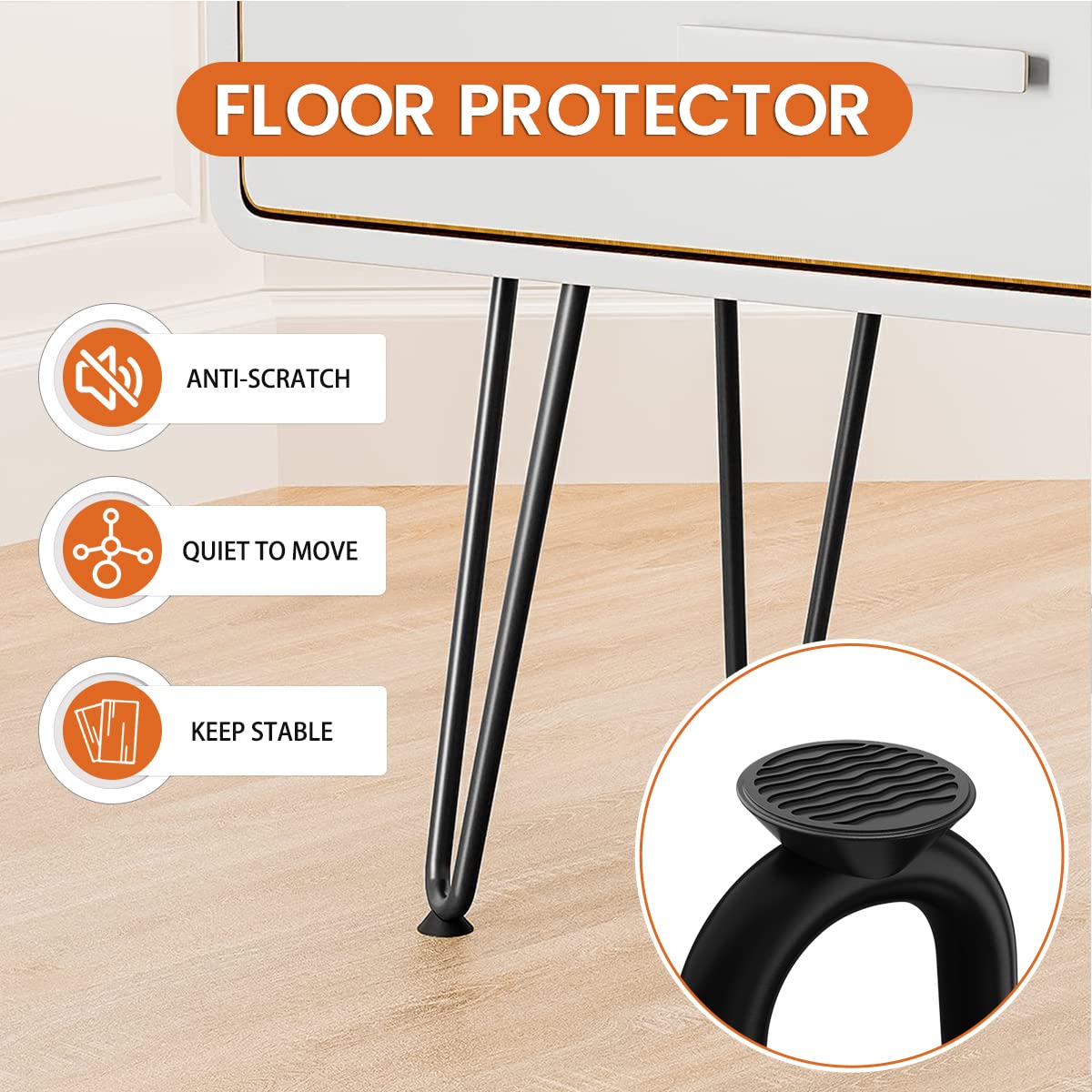 Genius Iron hairpin table legs in a 4-pack with black finish for upgrades