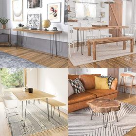 Genius Iron hairpin table legs upgrade a sofa table into a stylish centerpiece