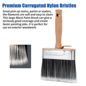 Genixart block paint brush with stainless ferrule minimizes bristle loss.